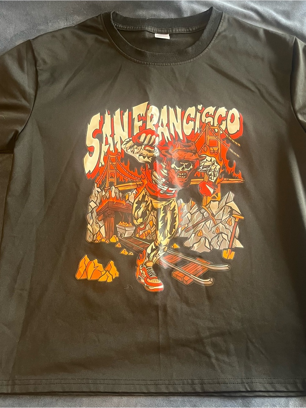 Kids Black San Francisco Graphic Tee with Red & Orange Print